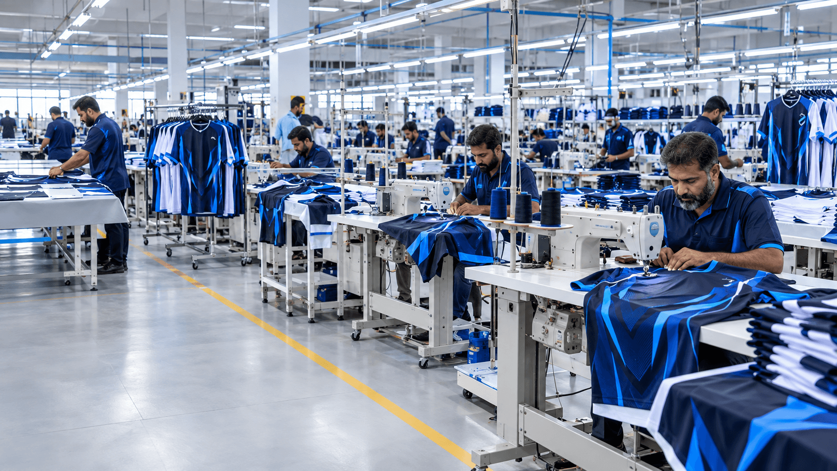 Custom sportswear manufacturing facility